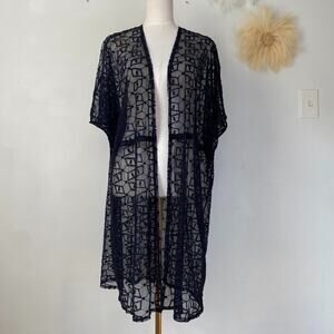 Torrid Womens Black Sheer Mesh Open Cardigan Size 0 Large Whimsigoth Witchy Goth